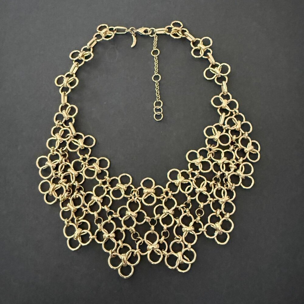 NWOT Banana Republic Multi Circle Statement Necklace Gold Tone Adjustable - Picture 6 of 12